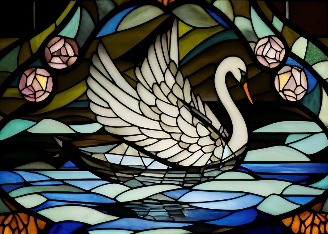 Swan - DIY Stained Glass Diamond Painting Kit