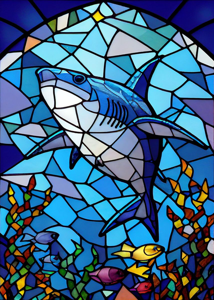 Shark - Cartoon Stained Glass Diamond Painting Kits