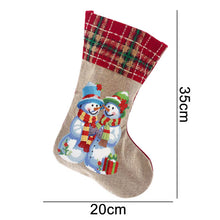 Load image into Gallery viewer, Two Snowmen Christmas Socks DIY Linen Gift Bag Kit
