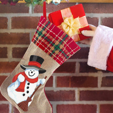 Christmas Snowman Socks DIY Festive Decorations Linen Gift Bag Kit