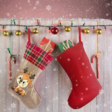 Christmas Deer Socks DIY Festive Decorations Linen Gift Bag Kit