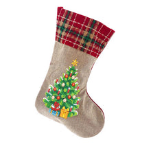 Load image into Gallery viewer, Christmas Tree Socks DIY Festive Decorations Linen Gift Bag Kit
