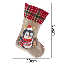 Load image into Gallery viewer, Penguin Christmas Socks DIY Linen Gift Bag Kit
