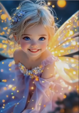 Fairy girl with shimmering wings diamond painting kit – fantasy art craft for home décor and relaxation