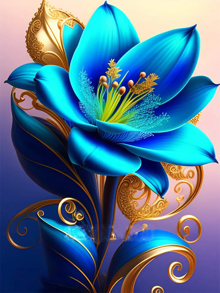 Blue Lily Flowers 5D DIY Diamond Painting