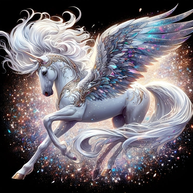 Flying White Horse with Blue Wings paintwithdiamonds