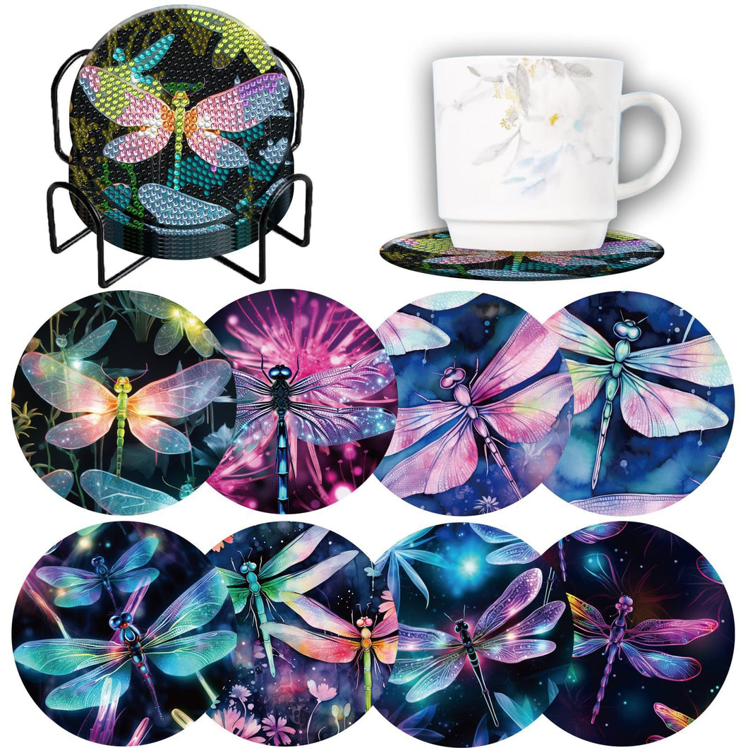 Gorgeous Colorful Dragonflies - DIY Coasters 5D Diamond Painting Kits