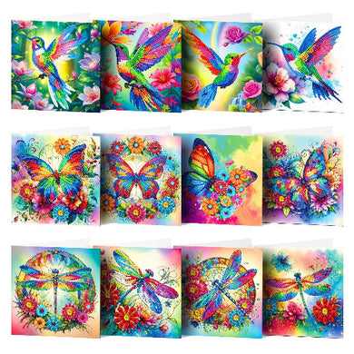 DIY Hummingbird, Butterfly & Dragonfly Diamond Painting Christmas Card Kit – Sparkling Handmade Holiday Greeting
