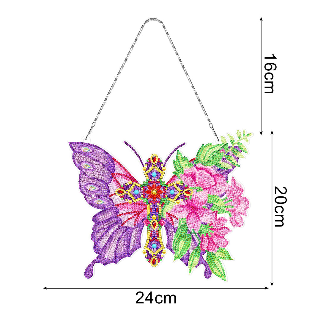 Purple Butterfly Flower Hanging Paintings Kit ADP10205