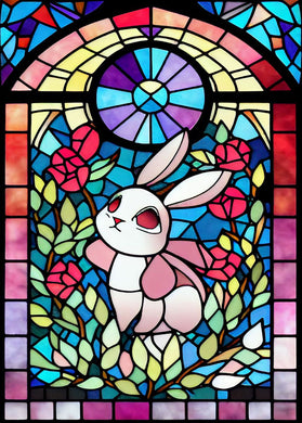 Little White Rabbit - Stained Glass Diamond Painting Kit