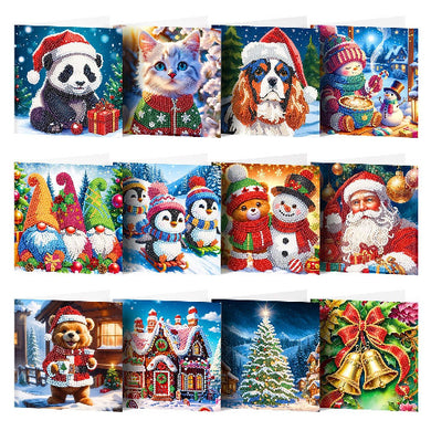 DIY Panda Diamond Painting Christmas Card Kit – Sparkling Holiday Greeting Card with Resin Diamonds and Tools
