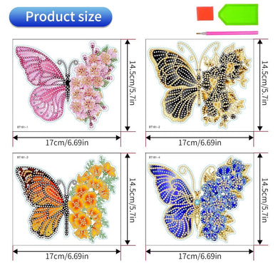 4pcs Diamond Painting Stickers Kit - Pink Butterfly Pattern