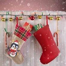 Load image into Gallery viewer, Penguin Christmas Socks DIY Linen Gift Bag Kit
