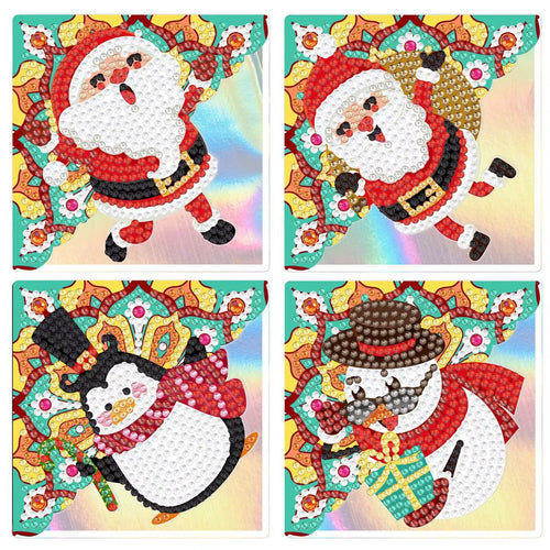 DIY Creative Cartoon Diamond Painting Santa Claus 4 Corner Bookmark