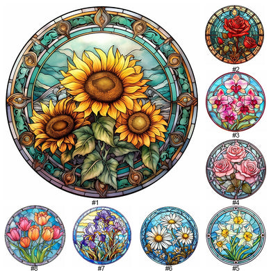 5D DIY Glass Flower Diamond Painting Stained Kit Wall Decor Craft 11.81x11.81in
