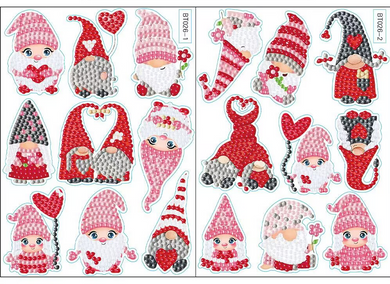 2pcs Red Heart Gnomes DIY Diamond Painting Stickers Kit