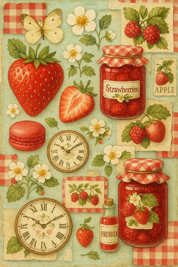 Strawberry clock diamond painting kit – cute fruit kitchen wall décor 5D DIY art