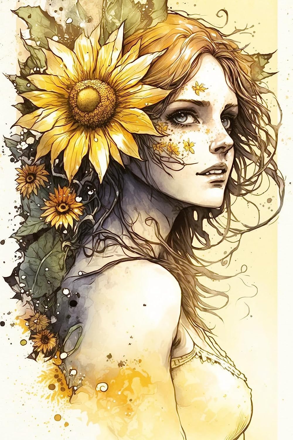 Sunflower Girl Diamond Painting 16x20 Inch 40x50cm ADP10017