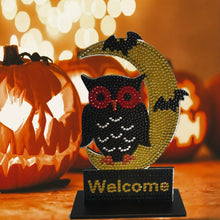 Load image into Gallery viewer, DIY Diamonds Painting Halloween Owl Wooden Ornament
