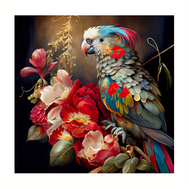 Parrot And Flowers - 40x40cm