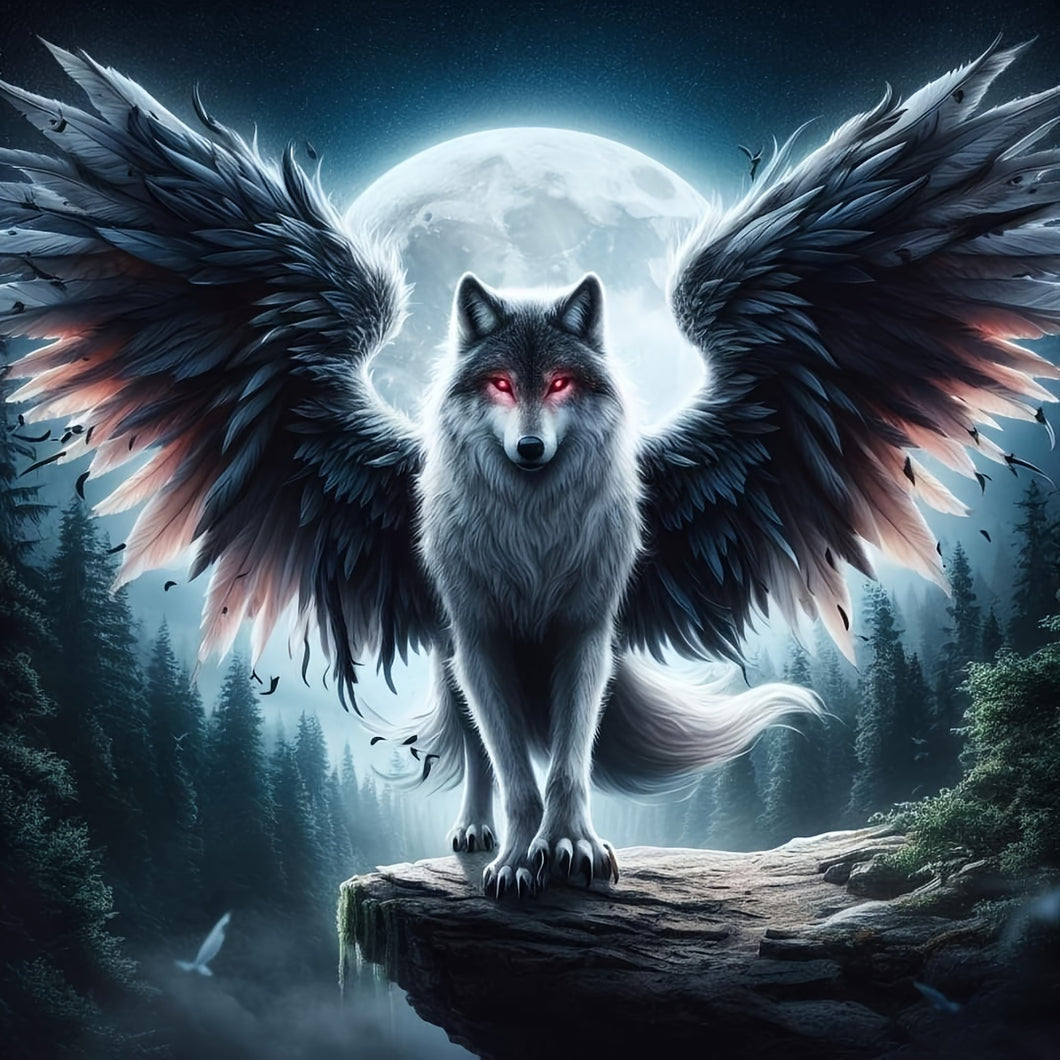 Wolf with Wings 5D Diamond Painting Kit – Majestic Animal Fantasy Art for Home Decor