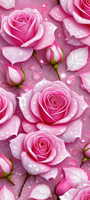 Blooming Pink Rose Diamond Painting Kit with Elegant Floral Design