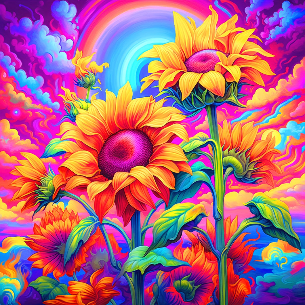 40*40cm/15.7inx15.7in Rainbow Sunflower Diamond Painting Art Craft