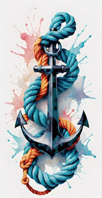 Colorful anchor with ropes on a white background diamond painting with artistic design