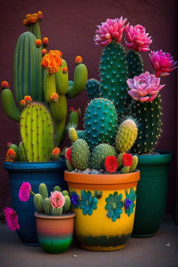 Colorful cactus 5D diamond painting kit with full round drills for adults DIY home décor