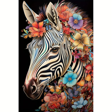 Flowers And Zebras 40x60cm/15.7x23.6in Extra Large Diamond Painting Kits