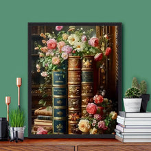 Load image into Gallery viewer, Book &amp; Flower Diamond Painting Kit – Relaxing 5D DIY Art for Book Lovers
