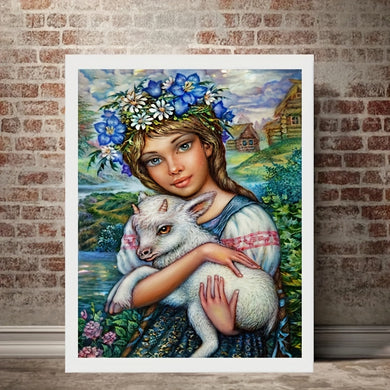 Sheep Embroidery Mosaic Art Picture Decor