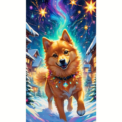 Extra Large 5D Diamond Painting Kit Dog In The Snow 40x70cm/15.7x27.6in