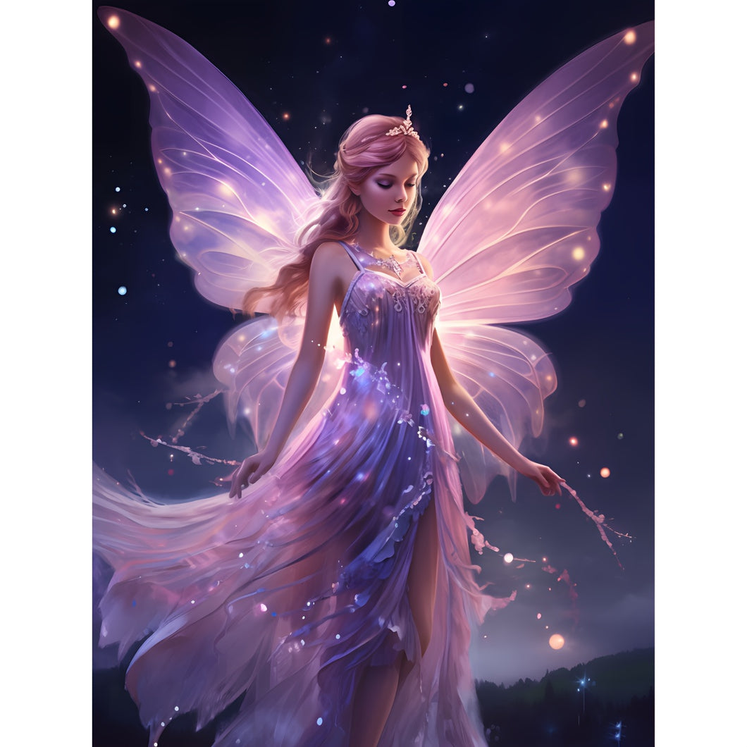 Purple Fairy DIY Art Kit - 5D DIY Diamond Painting Kit with Rhinestones - Adult Art Painting for Home Wall Decor - Round Full Drill - 30x40cm