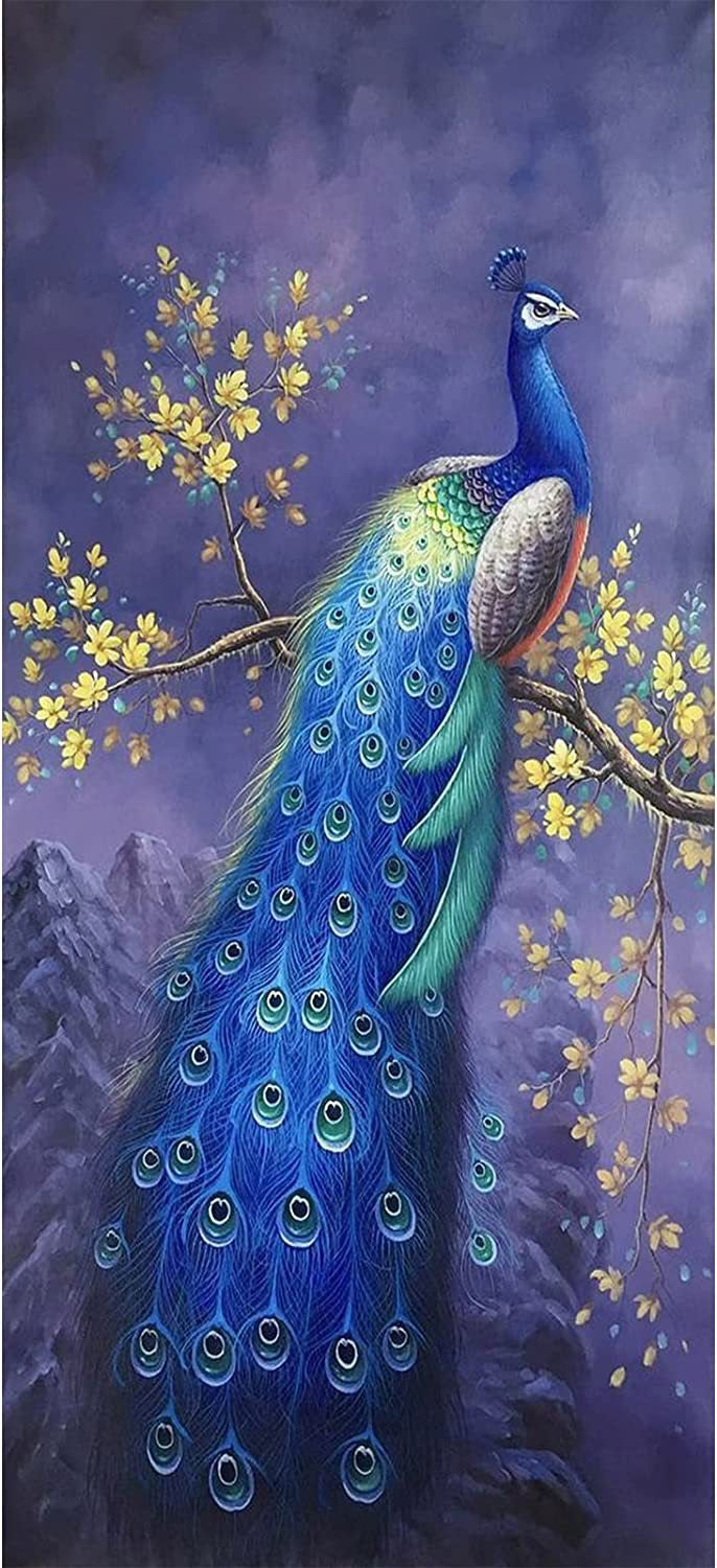 5D DIY Large Diamond Painting 15.7x27.5 Inches Peacock