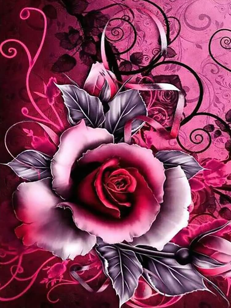 Red Rose Flowers - Personalized Diamond Painting