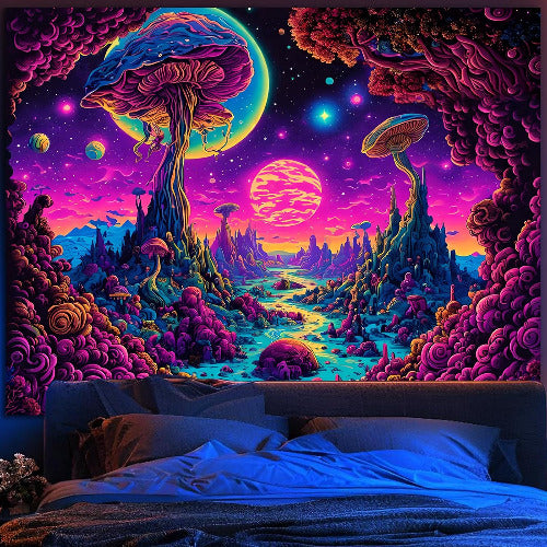 5D Diamond Painting Kit featuring a mystical mushroom tree in a fantasy forest