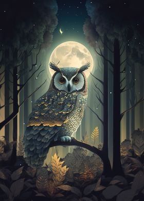 Moon Night Owl 30x40cm/12x16in ADP10131