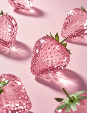 Hyper-realistic pink strawberry 5D crystal painting kit with 3D refractive drills for kitchen wall decor