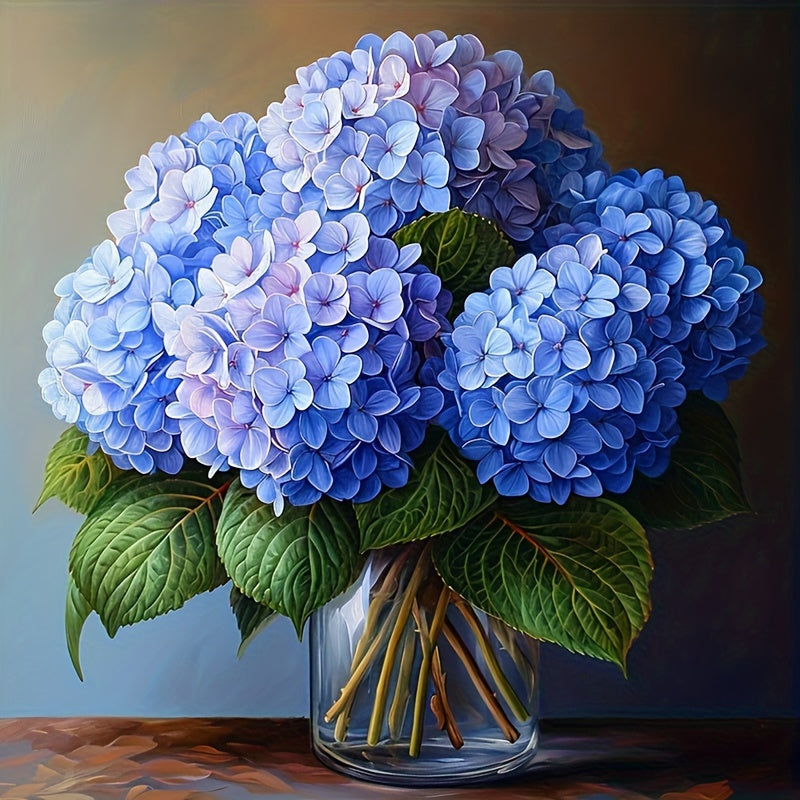 Purple Hydrangea 5D Diamond Painting Kit with blooming lavender flowers