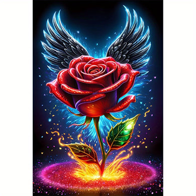 Red Rose and Angel Wings Diamond Art Kit – 5D DIY Dreamy Floral Design