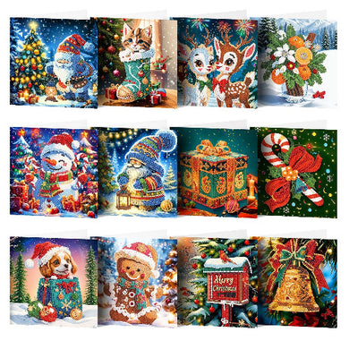 Premium Santa and Christmas Tree Christmas Card Set of 12