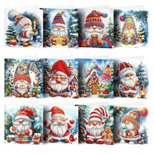 Load image into Gallery viewer, 12-Pack Santa Holding Candle Diamond Painting Christmas Card Kit | DIY Sparkling Holiday Greeting Cards with Resin Diamonds | Complete Craft Set for Beginners
