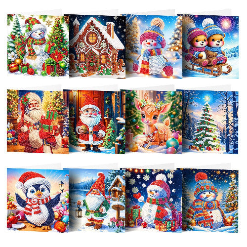Snowman Diamond Painting Christmas Card Kit - Complete Set