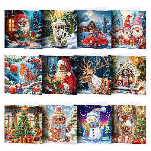 Box of 12 Vintage Santa Claus Holding a Lantern Christmas Cards