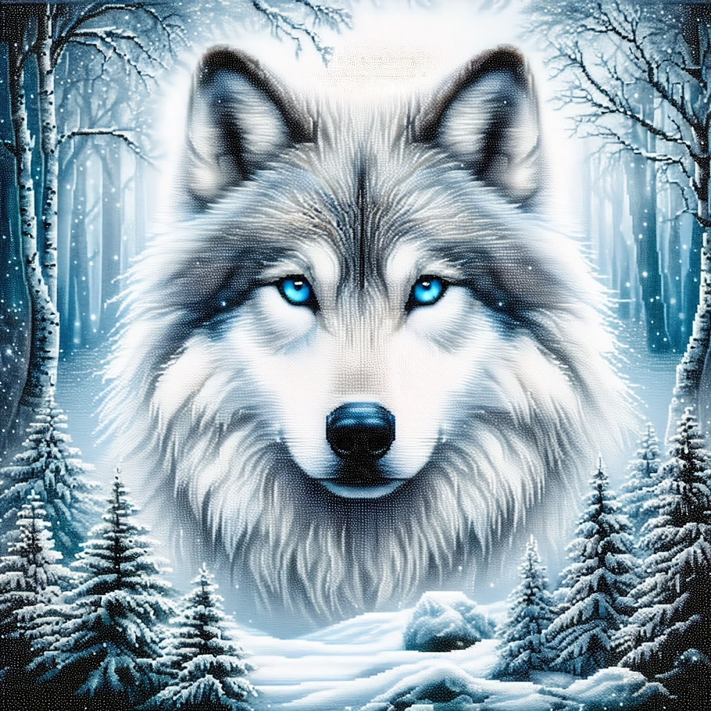 Wolf Diamond Art – 5D DIY Diamond Painting Kit for Nature and Wildlife Enthusiasts