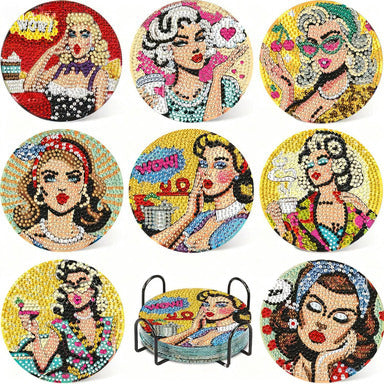 Star-Themed Diamond Painting Coasters DIY 5D Art Kit with Holder