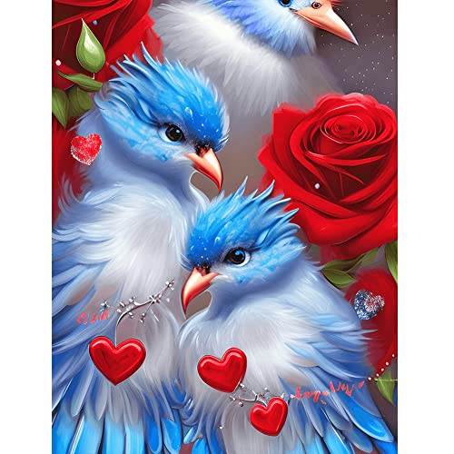 Love Rose Blue Bird Diamonds Art Paint with Diamonds 30x40cm