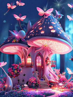 Pink Mushroom House New Arrivals DIY 5D Diamond Painting Fantasy Flower ADP9392