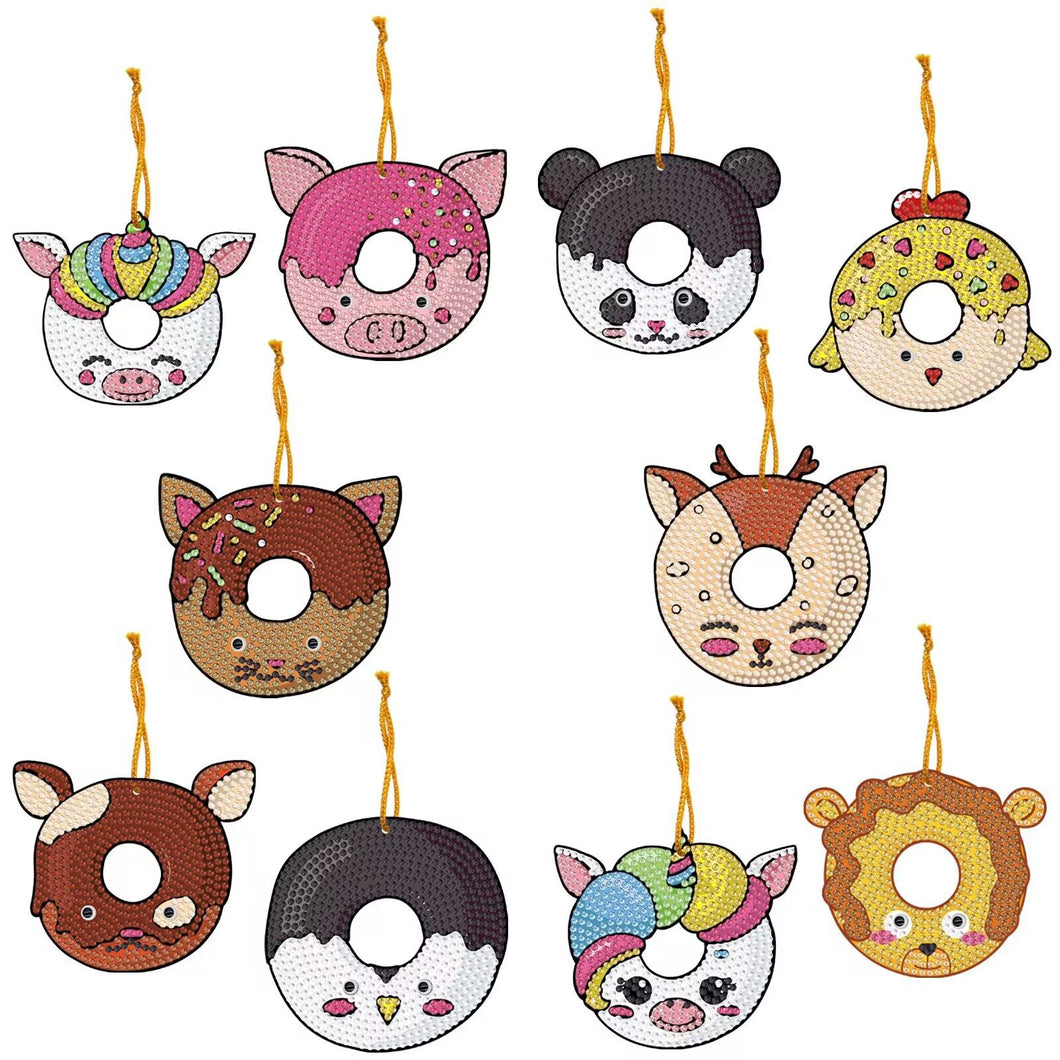 10pcs Special Shaped Diamond Painting Hanging Pendant Pet doughnuts